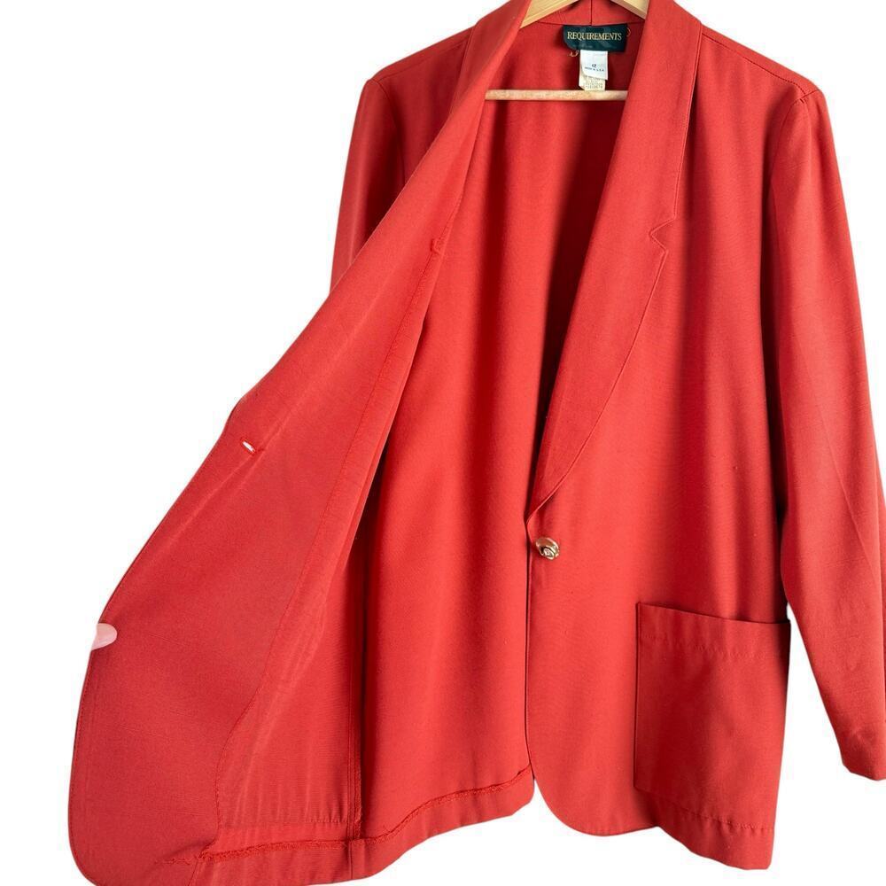 Vintage 80s Requirements Long Blazer Burnt Orange Ornate Gold Button Front Sz 12 - Picture 8 of 10